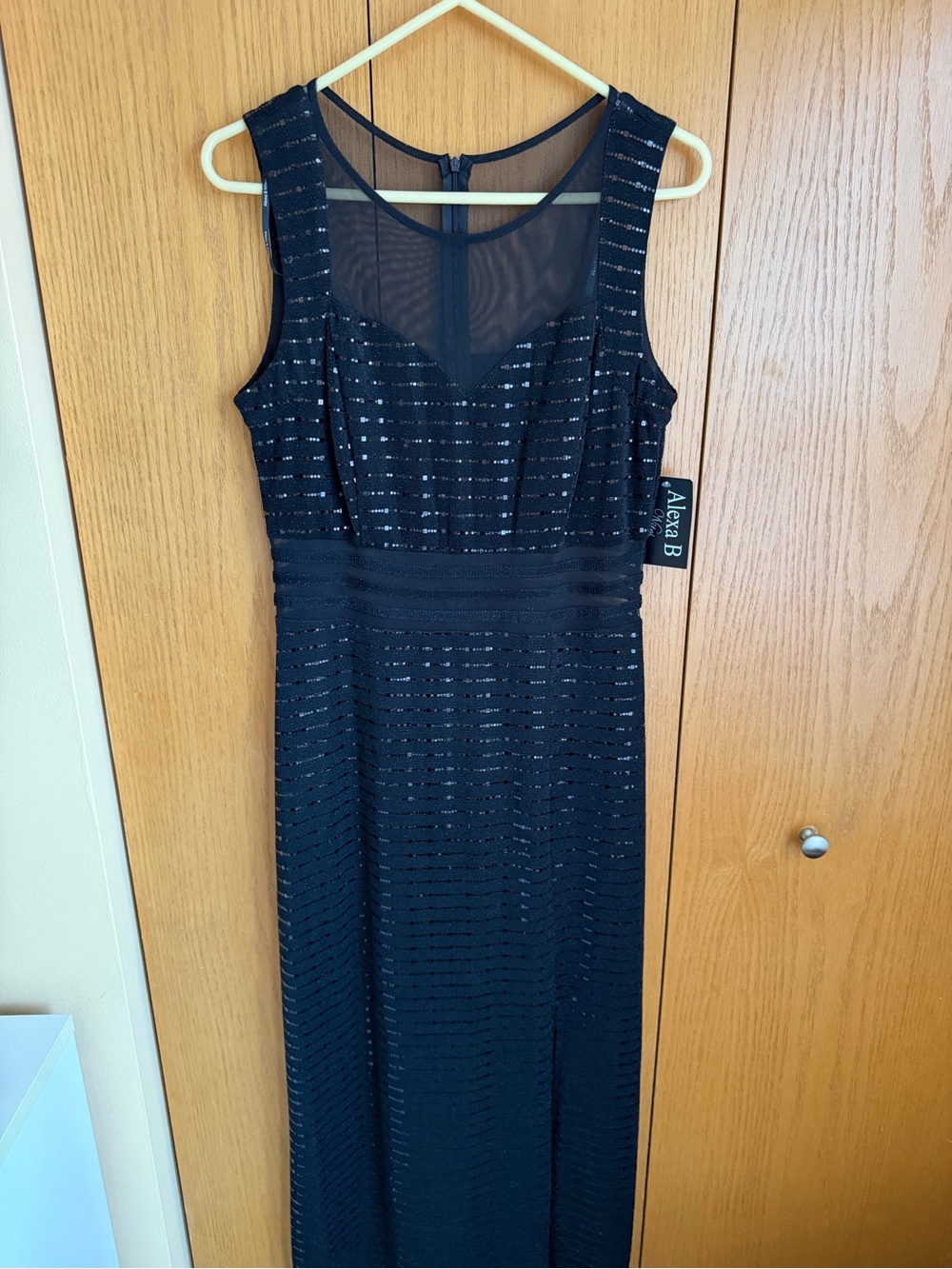 Alexa B Black Sleeveless Maxi Dress with Sheer Yoke